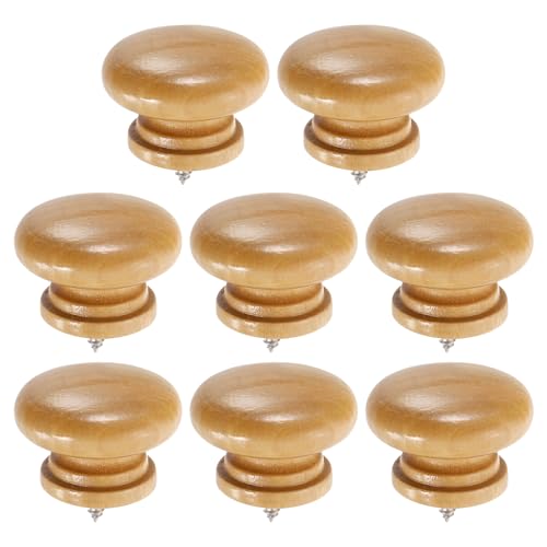 uxcell 8Pcs Round Wood Drawer Knob, 1.54" x 1.06" Self-Tapping Solid Wood Handle Round Cabinet Knob Mushroom Shape Wooden Knobs for Furniture Dresser Wardrobe, Wood Color - color: Wood Color, size: 1.54" x 1.06"
