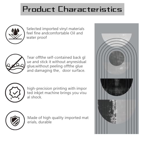 arricraft 2 Sheets Self-Adhesive Door Sticker, 80cmx200cm/31.5x78.7inch Geometric Half Circles Door Murals Stickers PVC Removable Wallpaper Decoration for Bedrooms Living Room - style: Geometric Half Circles