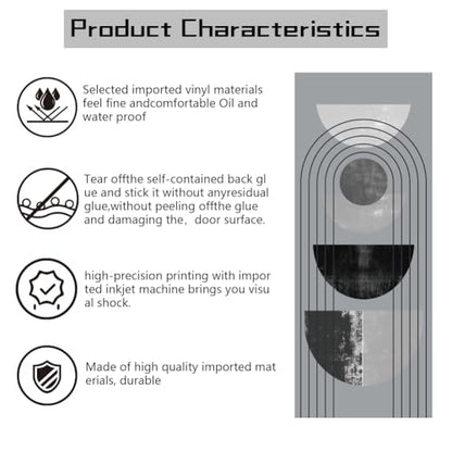 arricraft 2 Sheets Self-Adhesive Door Sticker, 80cmx200cm/31.5x78.7inch Geometric Half Circles Door Murals Stickers PVC Removable Wallpaper Decoration for Bedrooms Living Room - style: Geometric Half Circles