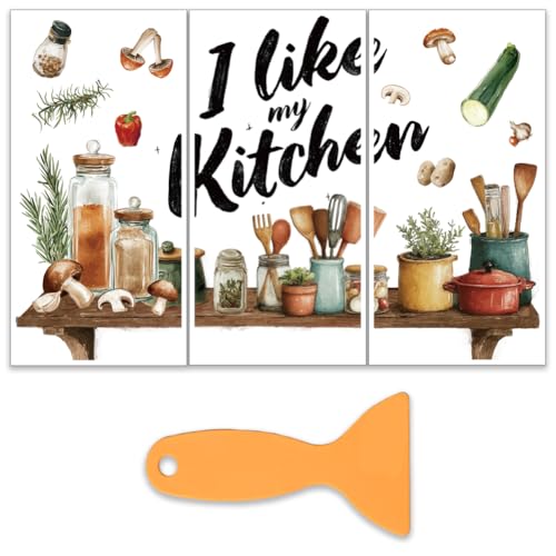 OLYCRAFT 3 Sheet Rub on Transfers 6x12 Inch Kitchenware Furniture Transfers Self-Adhesive Waterproof Transfer Stickers Kitchen Racks Rub on Decals for Wood Glass Porcelain Dressers Home Decor - style: Kitchen Rack