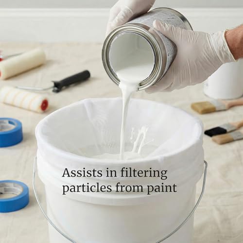 104 Pcs 5 Gallon Paint Strainer Bags Elastic Top Bag Strainers White Regular Fine Mesh for Use with Paint Sprayers