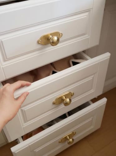 6Pack Champagne Bronze Cabinet Knobs with Backplate Drawer knobs - color: Champagne Bronze, style: Keelplate
