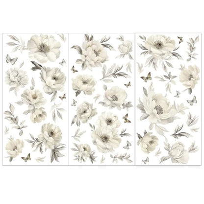 OLYCRAFT 3pcs/Set Ivory Flowers Rub on Transfers for Furniture and Crafts 6x12 inch White Flowers Furniture Decals Flower Theme Transfer Stickers Rub on Decals for Wood Furnitures Home Decor - style: Ivory Flower