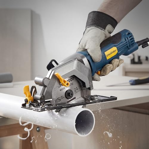 Enventor Mini Circular Saw, 4.8A 4-1/2" Electric Circular Saw with 3 Saw Blades, 4000RPM, Max Cutting Depth 1-1/16" for Wood Cutting