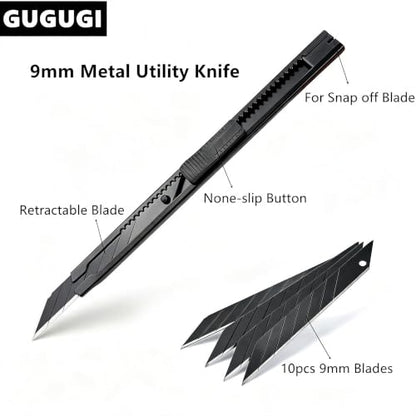 Car Wrapping Vinyl Tool Kit Window Film Tint Tools Kit with Car Edge Wrap Squeegee, Vinyl Felt Squeegee, 9mm Utility Knife with 10pcs Blades, and Safety Cutter