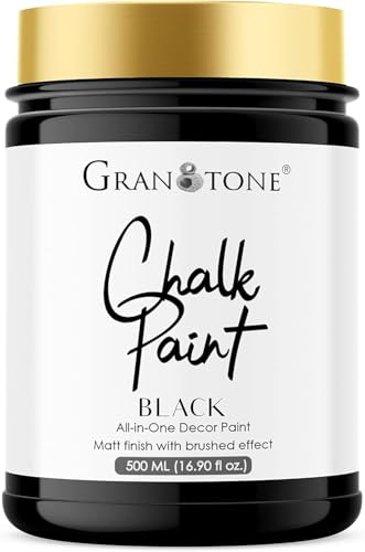 GRANOTONE Chalk Paint for Furniture, Matt-Finish Water-Based Acrylic Paint for Wood, Walls, Metal, Glass, Paper, Fabric Canvas, Maximum Coverage Chalk Paint for Kids & Adults, 500 Ml (BLACK) - color: BLACK, size: 16 Fl Oz