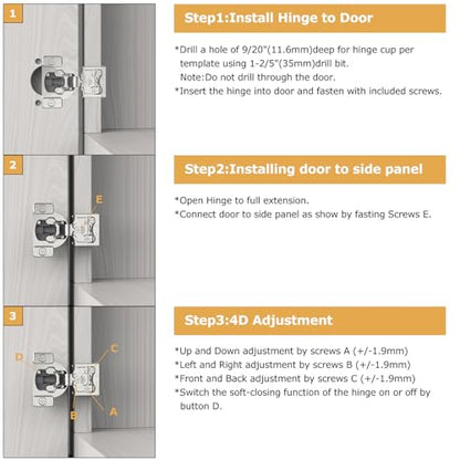 Furniware 50 Pieces 1/4" Small Overlay Concealed Face Frame Hinges - color: 50 Pieces, size: 1/4 Inch