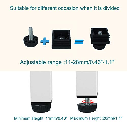 uxcell Leveling Feet 38 x 38mm Square Inserts Kit Furniture Glide Adjuster 4 Sets