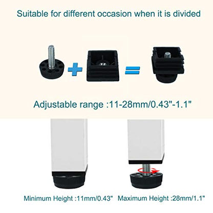 uxcell Leveling Feet 38 x 38mm Square Inserts Kit Furniture Glide Adjuster 4 Sets