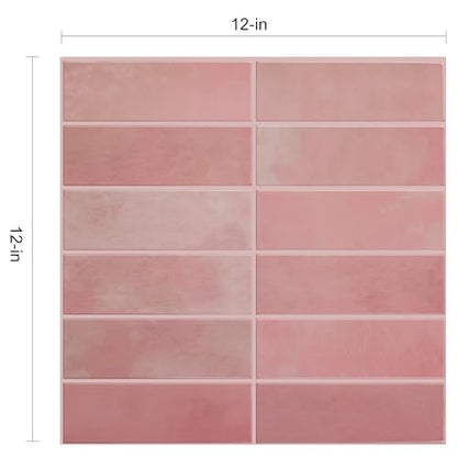 Select 5 Pack Peel and Stick Backsplash Square Tiles, 12x12 in, Pink - color: Pink, size: Rectangle Shape