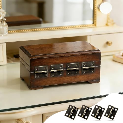 50 Pcs Mini Bronze Hinges Set for Wooden & Jewelry Box, 18 x 15 mm - color: Brown, size: 50pcs(18*15mm)