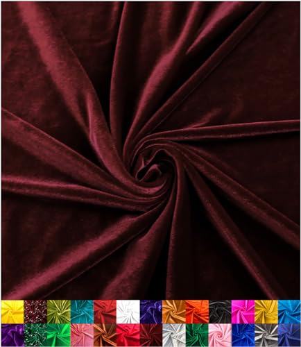 Barcelonetta | Stretch Velvet Fabric | Luxury & Soft | Velvet Fabric | 60" Wide Roll | 10% Spandex | Sewing, Apparel, Upholstery (Burgundy, 1 Yard) - color: Burgundy, size: 1 Yard