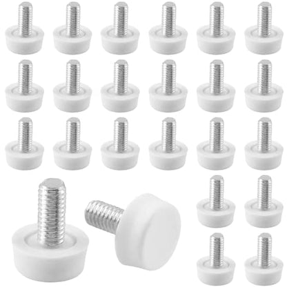 Biaungdo Adjustable Furniture Levelers, M6x15 mm, White, 24 Pcs - color: White