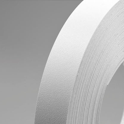 7/8" x 25ft PVC White Roll Pre-Glued Edge Banding, Iron on Edge Band, Hot Melt Adhesive, Furniture Edge Tape, PVC Edging for Easy Furniture Restoration, Rough Surface, Based in USA - size: 7/8" x 25ft