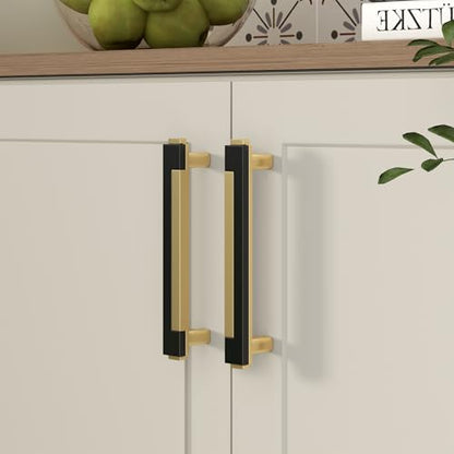 Rergy 25 Pack 3-3/4 Inch Black and Gold Cabinet Pulls Gold Drawer Pulls - color: Black&Gold, size: 3-3/4 Inch Hole Center