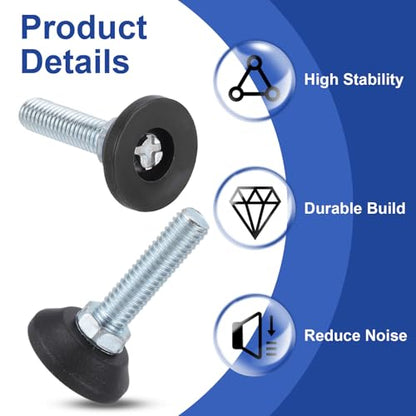 uxcell 1/2"-13 Thread Furniture Feet Levelers, 4Pcs, 50mm, Black - size: 1/2"-13 50mm