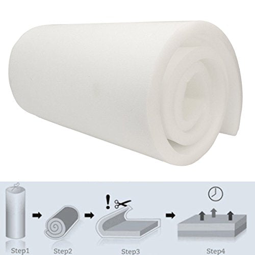 AK Trading CO. Upholstery Foam Cushion, High Density Polyurethane Foam Sheet - Made in USA - 3" H x 24" W x 72" L,White - size: 3x24x72