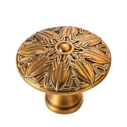 10Pcs Round Cabinet Knobs 1.4 Inch Antique Gold Knobs for Kitchen Drawers - color: Antique Brass, size: Dia 1.4 inch