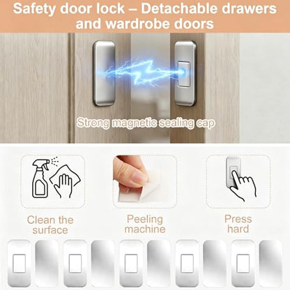 12 Pack Magnetic Cabinet Door Catch, Ultra Thin Adhesive Stainless Steel Drawer Magnets with Double Sided Tape, No Drill Easy Install for Kitchen, Closet & RV Doors Closure(White)