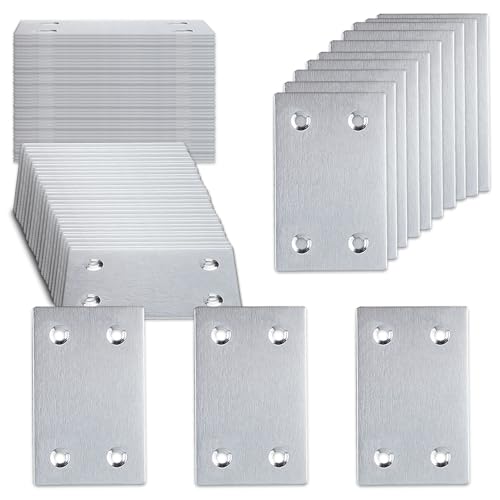 50PCS Flat Metal Brackets, 2.36" 304 Stainless Steel Mending Plates - size: 2.36X1.5X0.06IN
