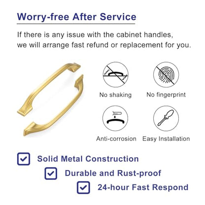 5 Inch Brushed Gold Cabinet Pulls Arch Drawer Handles 10 Pack P2409 - color: Brushed Gold, size: 5" Hole Centers-10 Pcs