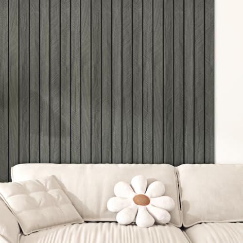 Black Grey PVC Acoustic Slat Wall Panel Peel and Stick for Walls - color: Black, size: 12×120"