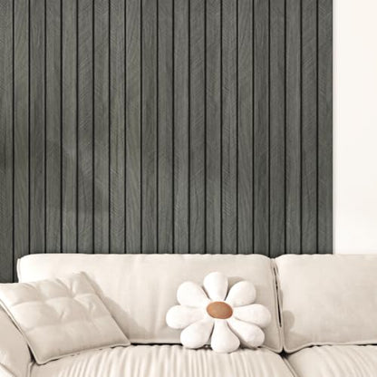 Black Grey PVC Acoustic Slat Wall Panel Peel and Stick for Walls - color: Black, size: 12×120"