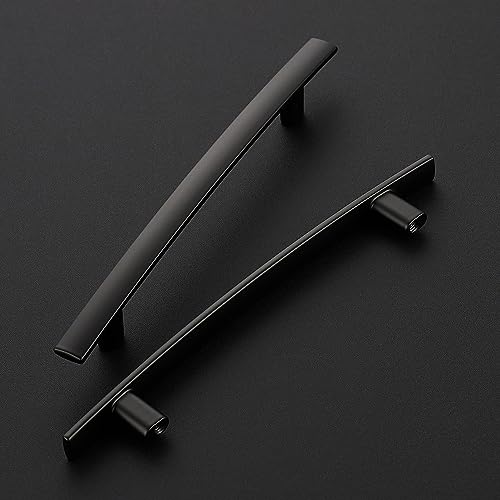 30 Pack Black Cabinet Handles, 5" Hole Center Curved Cabinet Pulls - color: Black, size: 5" Hole Center