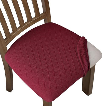 Fuloon Dining Chair Seat Covers Stretch Slipcovers, 6 Pack, Burgundy - color: Burgundy, size: Not Waterproof