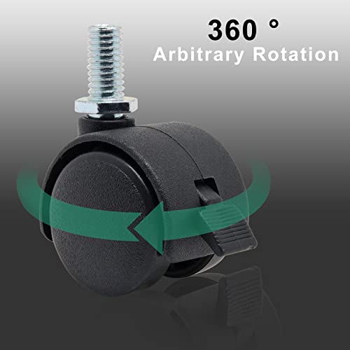 4 PCS 1 Inch Threaded Stem Caster Wheels, Nylon Locking Swivel Casters Furniture Wheel with Locking Brake, Replacement Casters 1" Castor Wheels for Tables, Workbenches, Kitchen Shelf - style: 1 Inch with Brake-M8 Threaded Stem