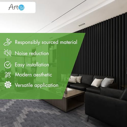 Art3d 12" x 24" Acoustic Wood Slat Wall Panel, 4pcs, 8 sq.ft, Grey Oak - color: Grey Oak, size: 12" x 24"