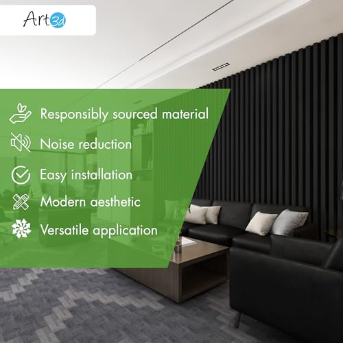 Art3d 12" x 93" Acoustic Wood Slat Wall Panel, 4pcs, 31 sq.ft, Grey Oak - color: Grey Oak, size: 12" x 93"