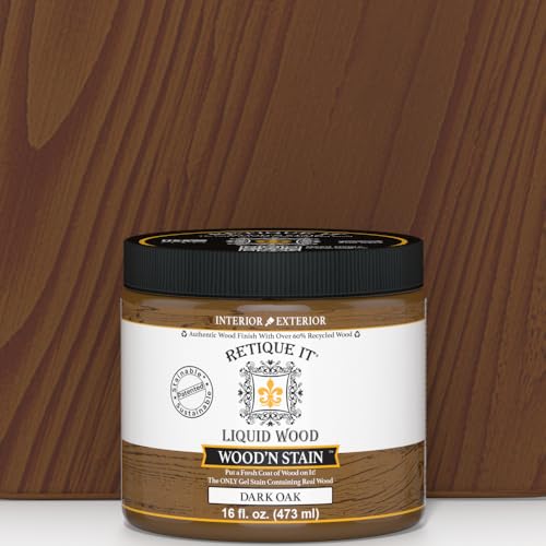 Retique It Wood'n Stain - Liquid Wood Gel Stain Interior/Exterior (16 oz (Pint), 35 Dark Oak)