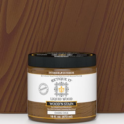 Retique It Wood'n Stain - Liquid Wood Gel Stain Interior/Exterior (16 oz (Pint), 35 Dark Oak)