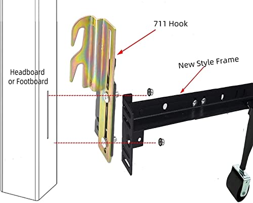 2PCS #711 Bolt-On to Bed Frame Conversion Brackets with Hardware Hook Plate,Headboard Hook Set, Hook on Bed Rails, Hook on Bed Frame Brackets