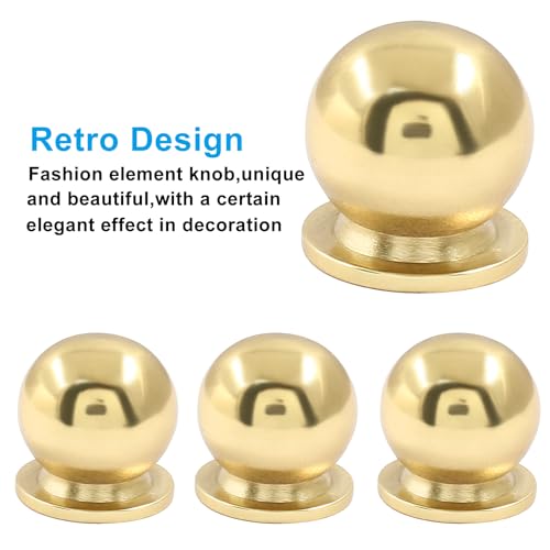 Jiozermi 4 Pack Mini Round Solid Brass Knobs, 5/8 Inch, Polished Gold - color: Polished Gold, size: 5/8 Inch(16mm)