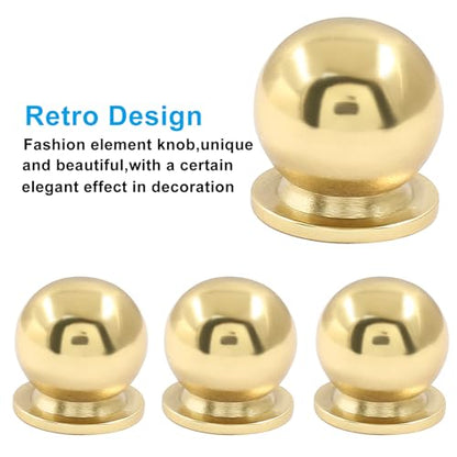 Jiozermi 4 Pack Mini Round Solid Brass Knobs, 5/8 Inch, Polished Gold - color: Polished Gold, size: 5/8 Inch(16mm)