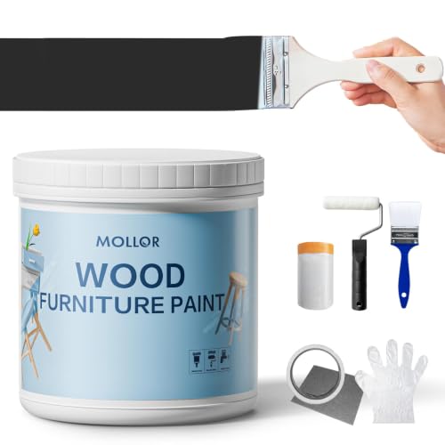 Matte Wood Furniture Paint, Black, 16 Fl Oz with Tools - color: Black, size: 16 Fl Oz (Pack of 1)