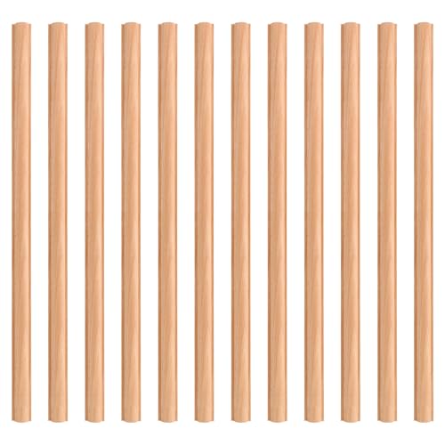 12pcs Wood Trim Molding, 15.75in Long Decorative Wood Trim Unfinished Molding Sticks for DIY Home Wall Door Window Cabinet Shelf Decoration (Cylinder Style)