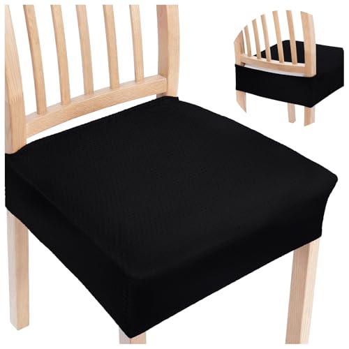 Smiry Stretch Jacquard Seat Covers for Dining Room Chairs Set of 2 - color: Black, size: Set of 2