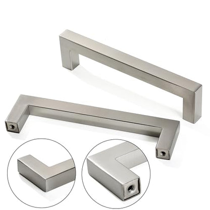 Cabinet Pulls Brushed Nickel Cabinet Handles Square Drawer Pulls, 30 Pack 11-1/3 Inch Stainless Steel Kitchen Door Cupboard Handles, Cabinet Hardware Drawer Handles, 288mm Hole Centers - color: Brushed Nickel, size: Two Hole - 11-1/3 inch Hole Centers(288