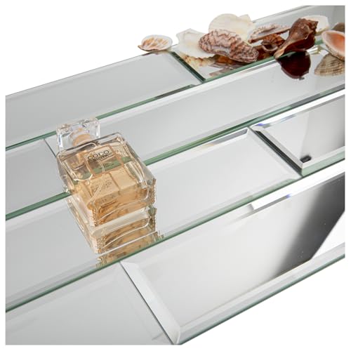 Lovdeco Peel and Stick Beveled Silver Mirror Tile Subway Mirror Glass Backsplash 3x12 Inch for Kitchen Bathroom Wall (20 Pcs, 5 SQ.FT.) - color: Silver, size: 3x12 inch