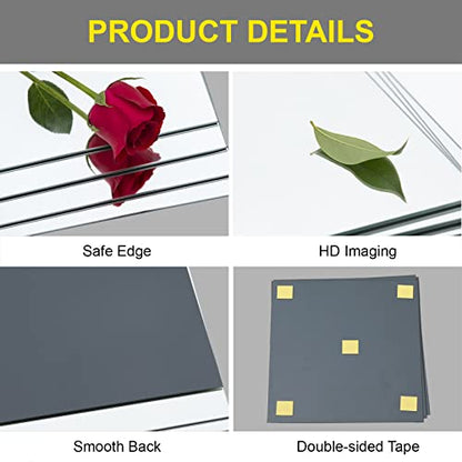 Glass Full Length Mirror Tiles, 14" x 12" x 4PCS Home Gym Mirror for Wall - size: 14"x12"-4pcs