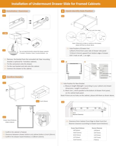 Gobrico Soft Close Under Mounting Drawer Slides 18", Heavy Duty Concealed Drawer Glides Cabinet Hardware, Full Extension Rear/Bottom Mounting Drawer Runners Rails 10Pair - size: 18 Inch