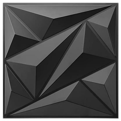 Art3dwallpanels 33 Pack 3D Wall Panels Diamond, Black, 12''x12'' - color: Black, size: 33 Pack
