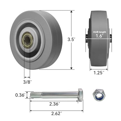 3.5'' Caster Wheels, Non-Marking Rubber Wheels for Cart Furniture, Set of 4 Industrial Wheel with 1000lbs Capacity (4 Wheel) - style: 3.5 inch Wheel