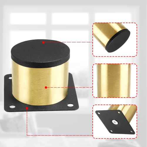 Gold Set of 4 Stainless Steel Furniture Legs 2 Inch/ 50 mm - size: 2 Inch