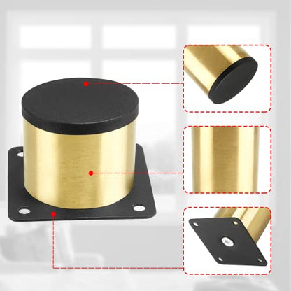 Gold Set of 4 Stainless Steel Furniture Legs 2 Inch/ 50 mm - size: 2 Inch