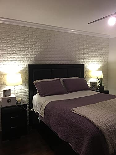 Art3d 20-Pack Durable Faux Brick Peel and Stick 3D Wall Panels, White - color: White, size: 20pcs-30.5x27.5inch