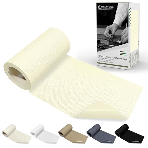 KING MOUNTAIN Canvas Iron on Patch,3"×60",Waterproof 100% Cotton Fabric Repair Patch,Used for Various Sofa,Tent,Clothes,Seats,Suitcases (Beige White) - color: Beige White Canvas, size: 3"x60"